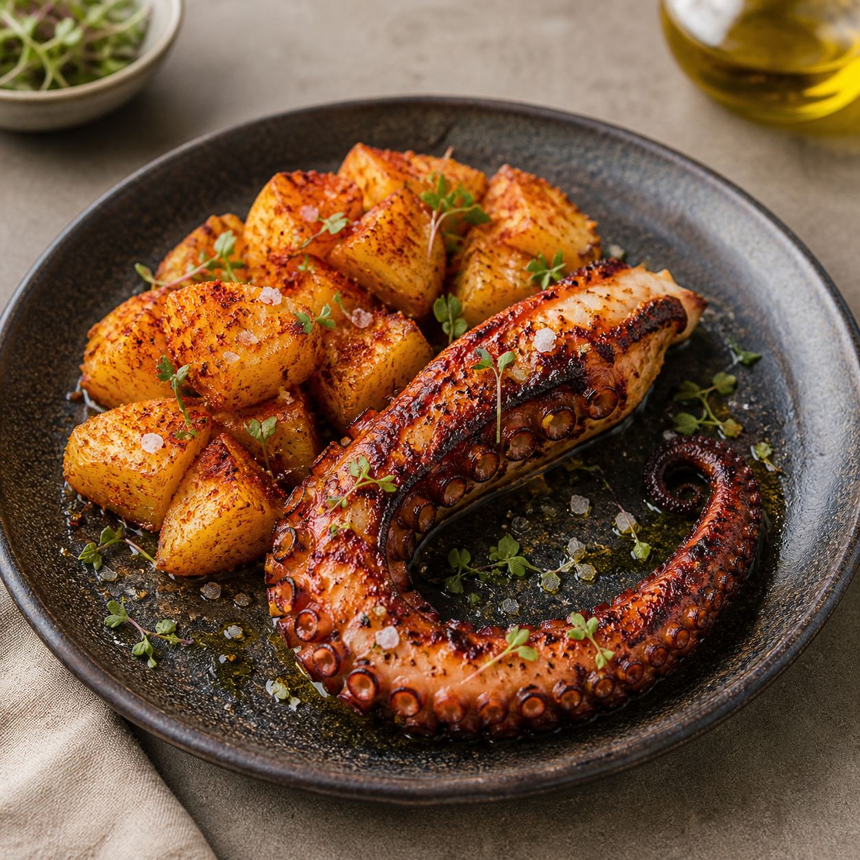 Grilled octopus with paprika potatoes